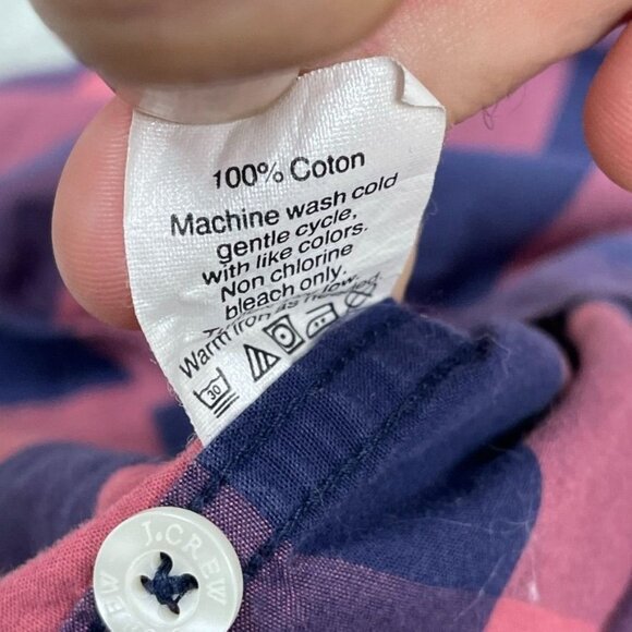 J.Crew Mens Slim Fit Plaid Long-Sleeve Shirt Large Pink & Navy Cotton a1183 - Picture 5 of 7